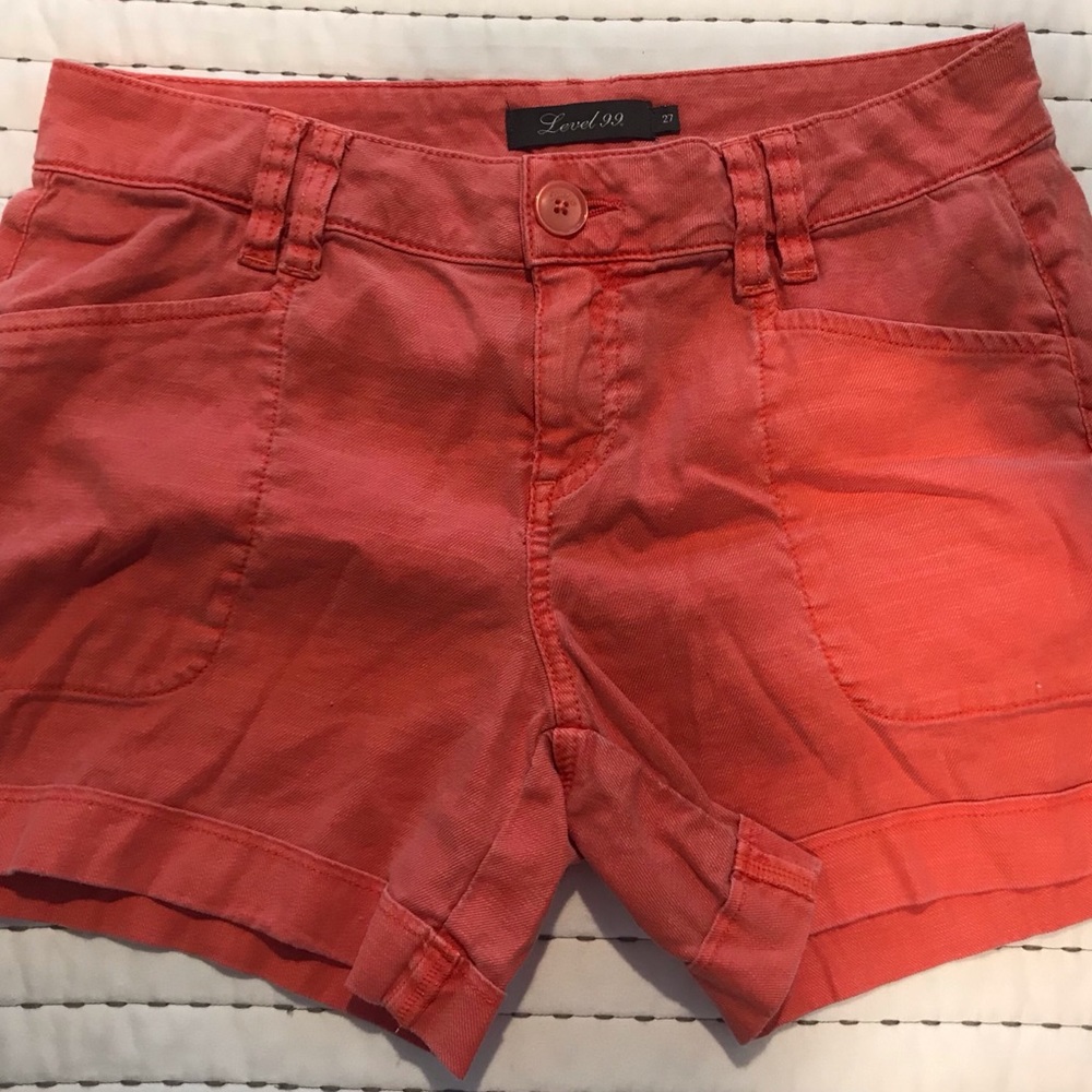 Designer Level 99 coral colored shorts-Size 27 - 4